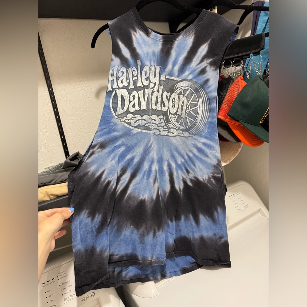 Harley-Davidson Blue and Black Tie-Dye Tee
